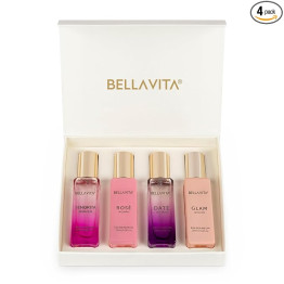 Bella Vita Luxury Woman Eau De Parfum Gift Set 4x20 ml for Women with Date, Senorita, Glam, Rose Perfume Floral, Fruity Long Lasting EDP Fragrance Scent ,Total 80 ML